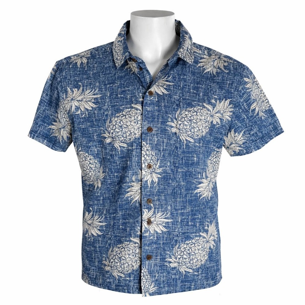 Palmwave Hawaiian Aloha Shirt Large Hibiscus Plumeria Floral Red Yellow Sunset